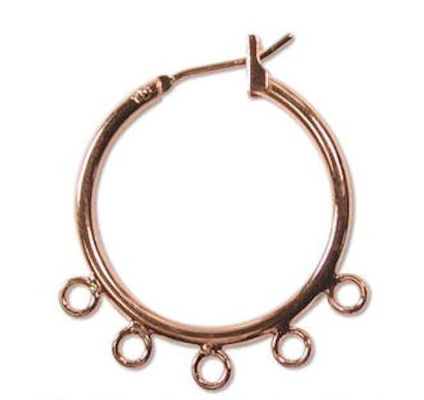 5 Pair Copper Plated Brass 28mm Hoop Earrings With Loops *