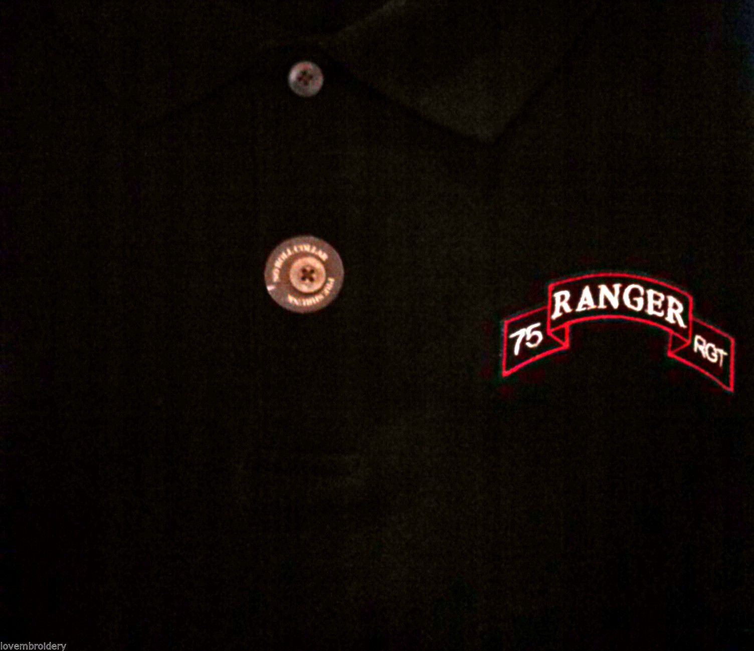 US 75th RANGER RGT Regiment EMBROIDERED POLO SHIRT ARMY INFANTRY Embroidery