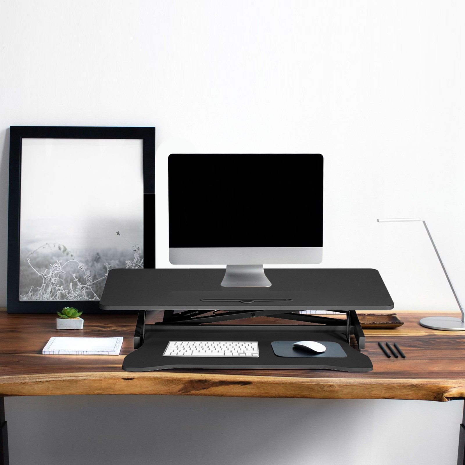 37'' Black Home Office Desk Riser Adjustable Standing Desk Converter