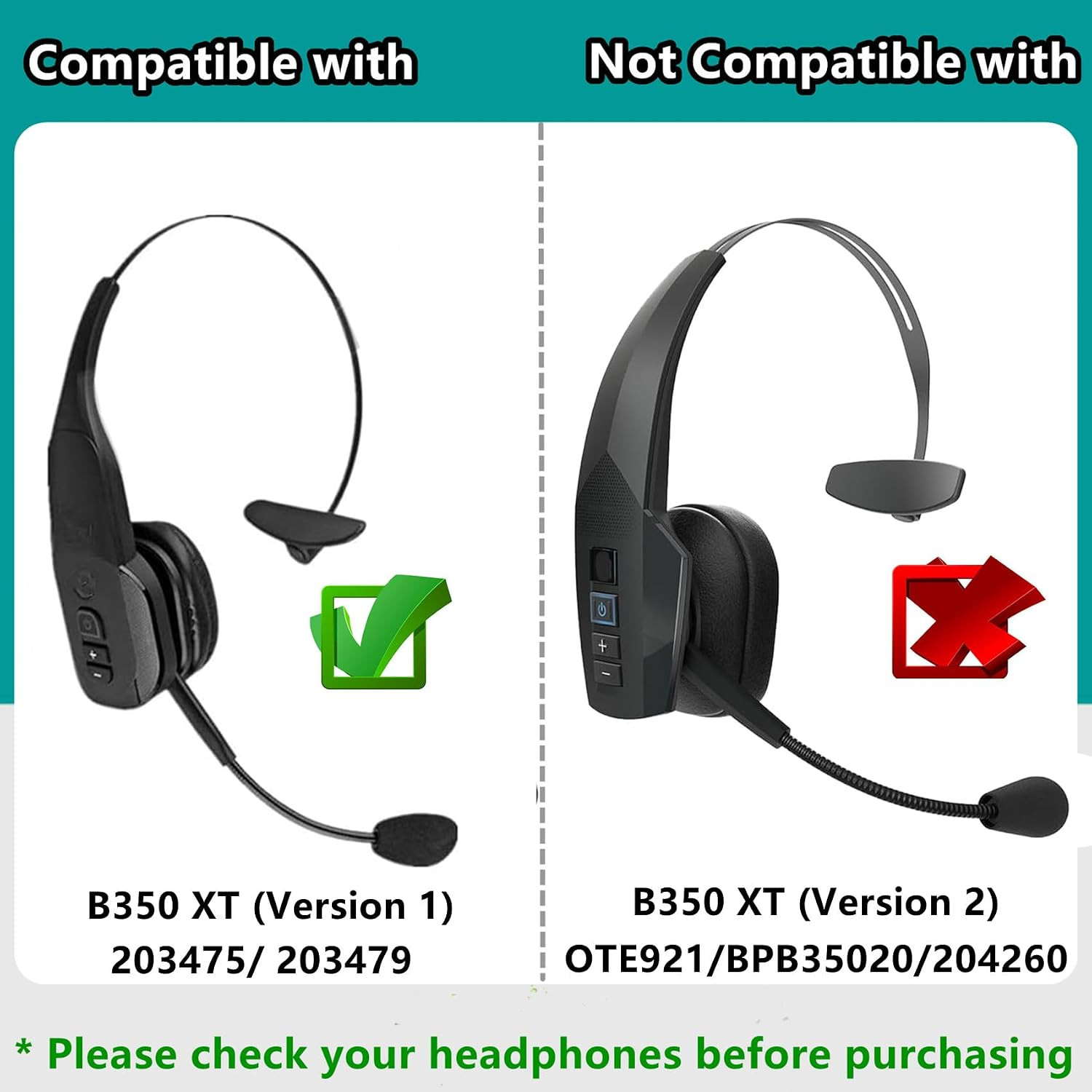 Earpads Replacement Compatible with VXI BlueParrott B350XT B350 XT (Version 1) 2