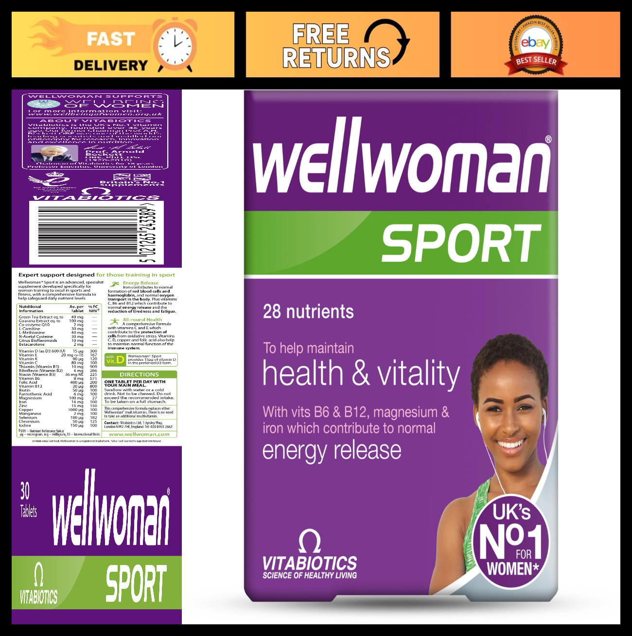 Wellness Supplements for Women - Sport & Fitness Tablets, 30 Count, Boost Energy