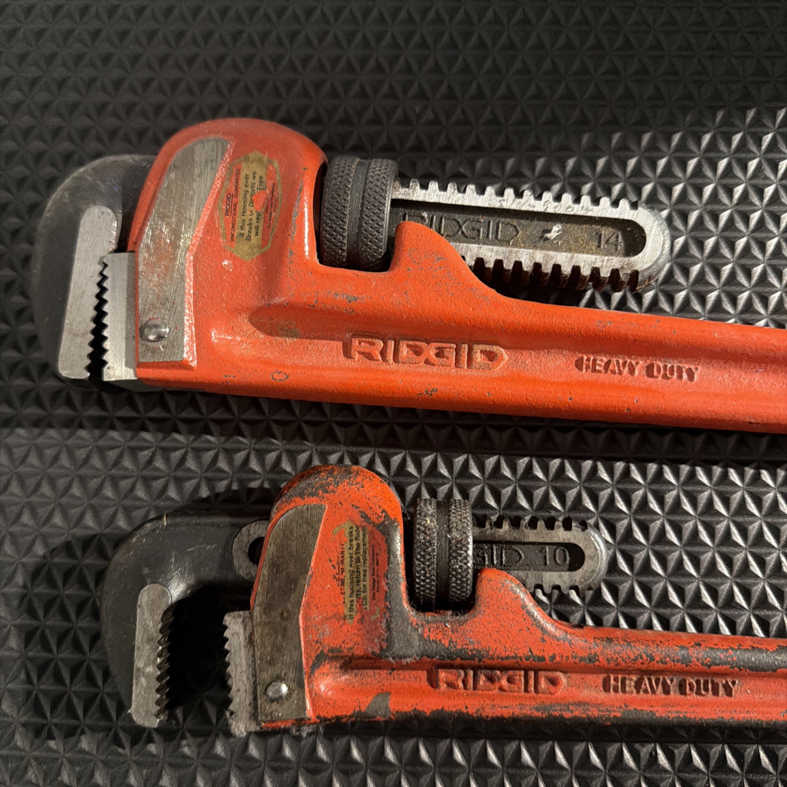 2 Rigid heavy duty pipe wrenches - 14” & 10”