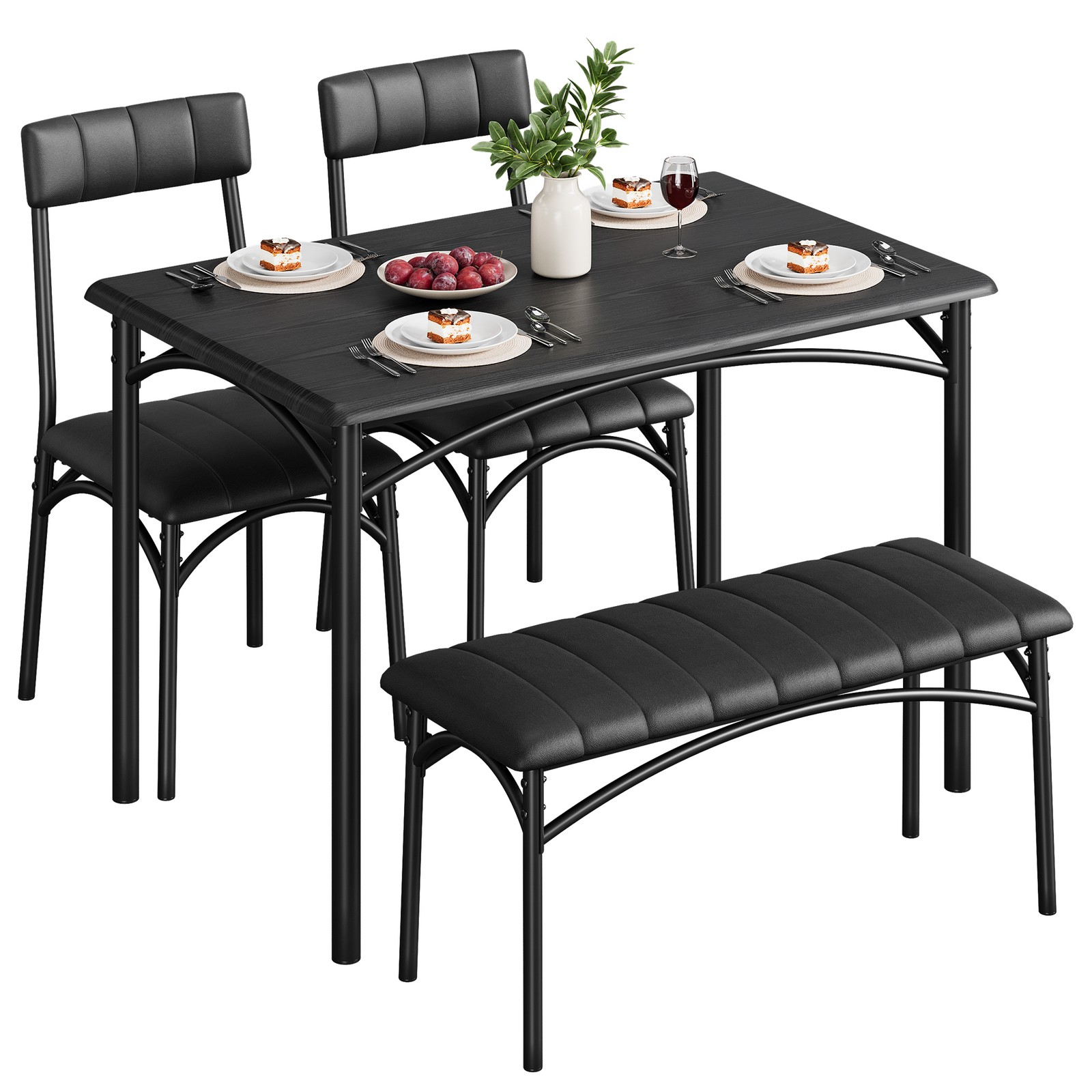 4 Piece Kitchen Dining Table Set 2 Chairs & 1 bench For Home Kitchen Table Set