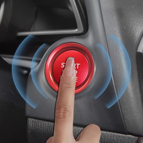 Bilisin Aluminum Engine Push Start Button Cover Trim Compatible with Mazda-Red
