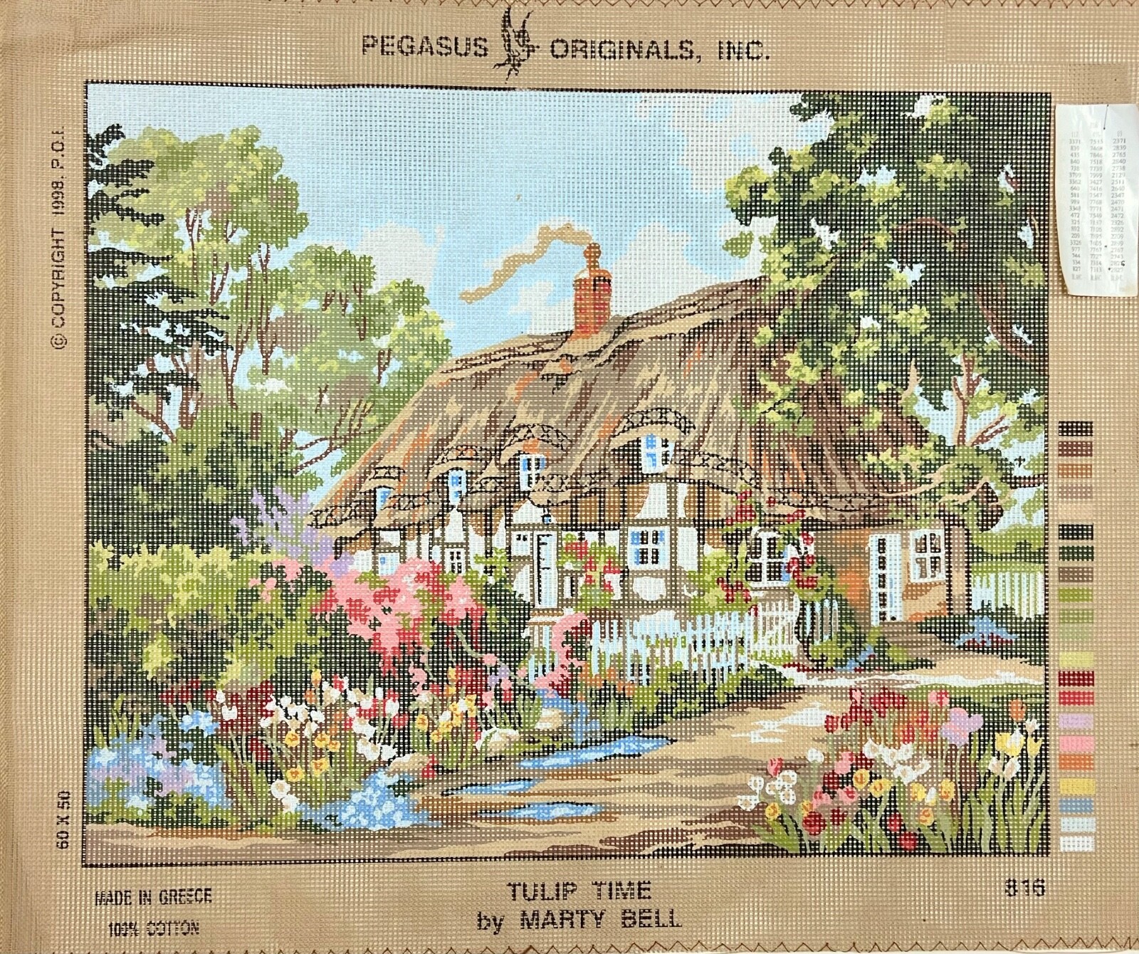 Marty Bell "Tulip Time" Pegasus Originals Needlepoint Canvas 19.5x15.75" 816