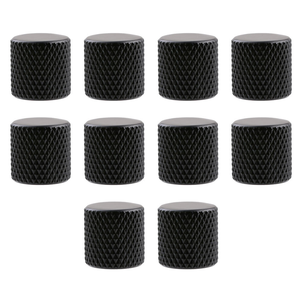 10pcs Metal Guitar Control Knobs Flat Top Volume Tone Knob 6mm Shaft Black