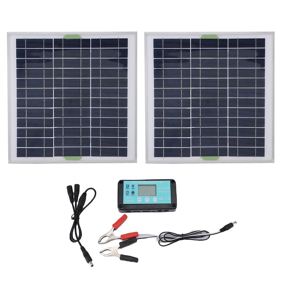 200W Solar Kit with Dual Panels and 10A Controller for Off Grid Living
