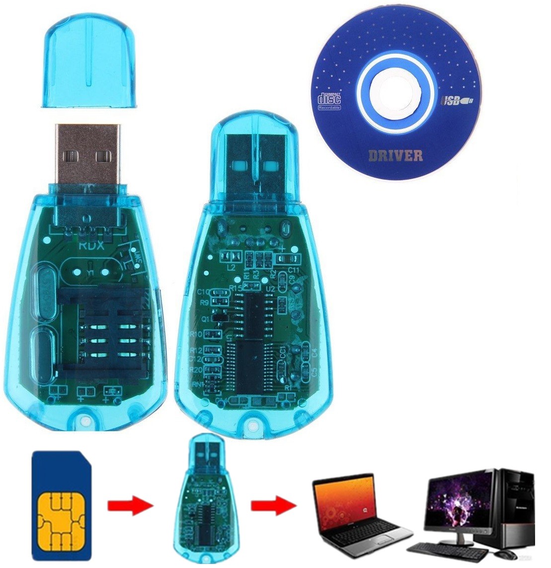 GSM/CDMA+CD USB Cellphone Standard SIM Card Reader Copy Cloner Writer n