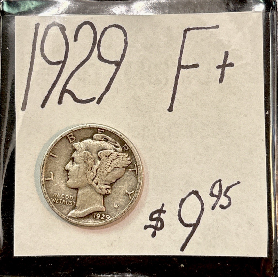 1929 Mercury Silver Dime (F+) Fine+ Condition! ENN Coins