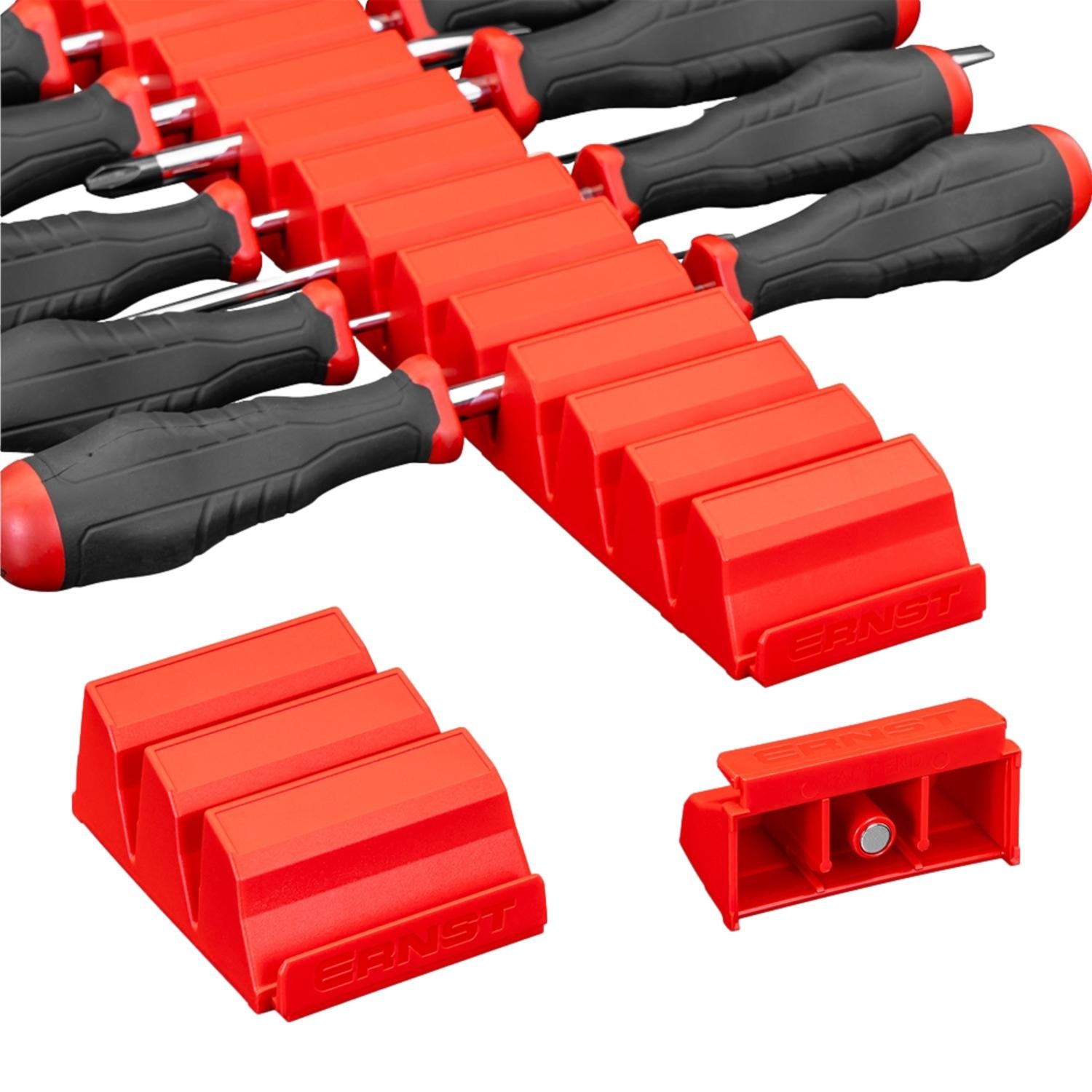 Ernst 5601M Screwdriver Pro 13 Tool Magnetic Storage Organiser Red