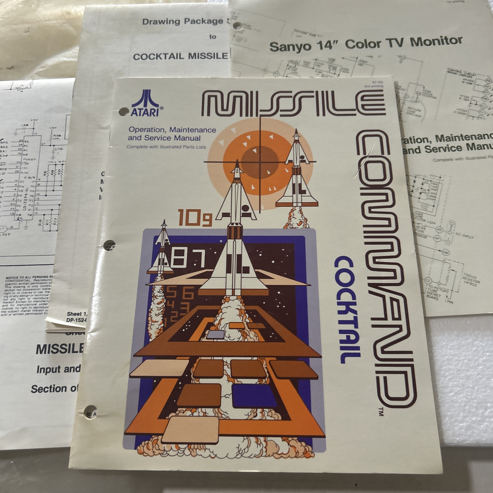 original Set  Missile Command Cocktail Table Atari arcade video game manual