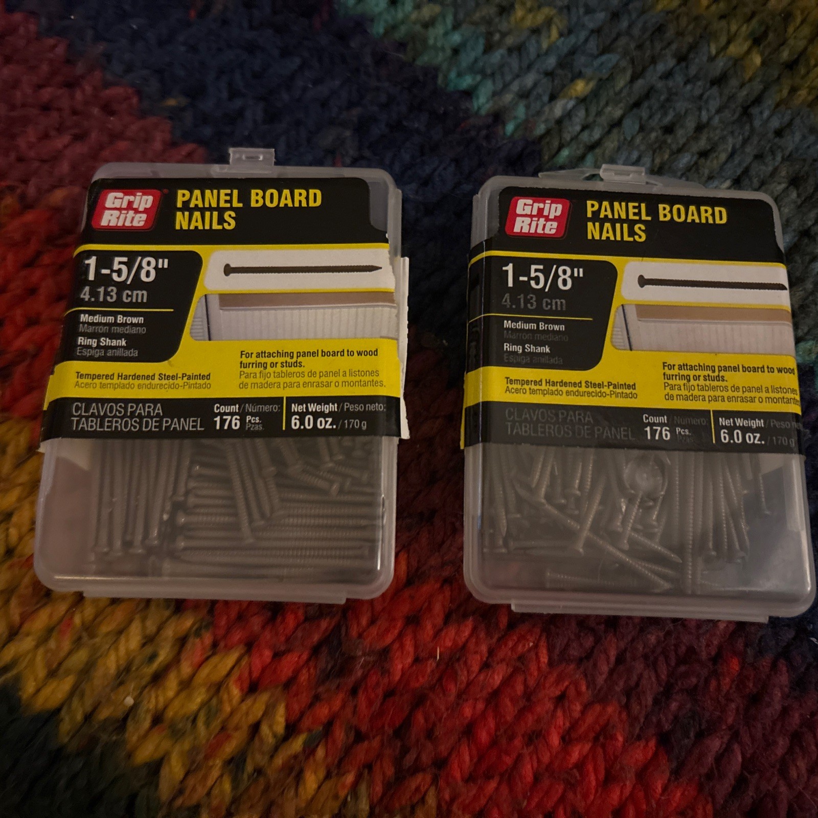 2PK Grip Rite Panel Board Nails 1-5/8", (each 6oz, 176pcs)