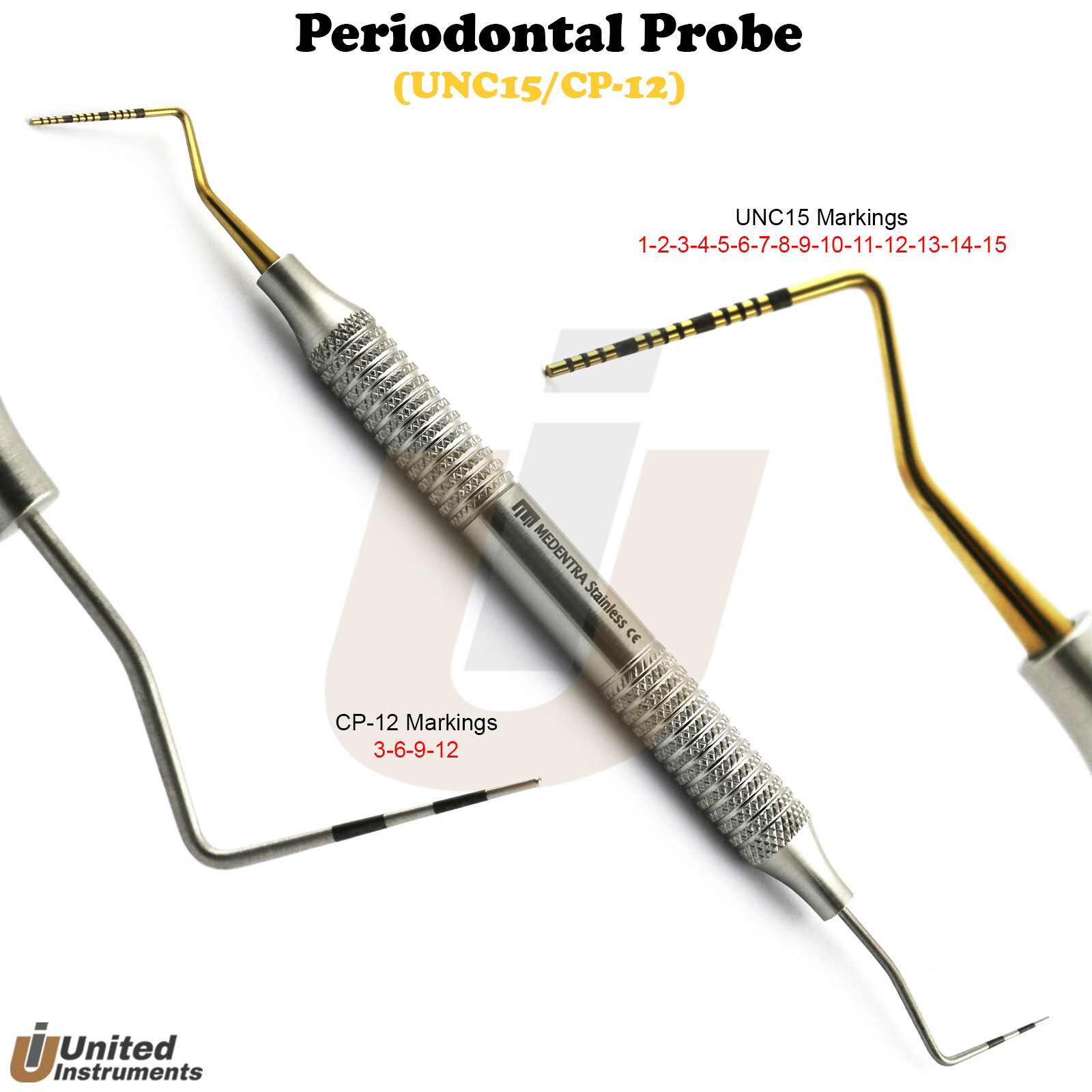 Periodontal Probe Color Coded UNC15 - CP12 Marking Dental Instruments