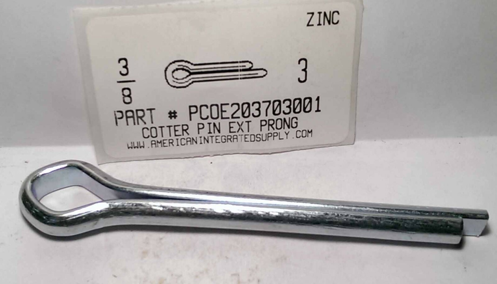 3/8X3 COTTER PINS EXTENDED PRONG STEEL ZINC PLATED (5)