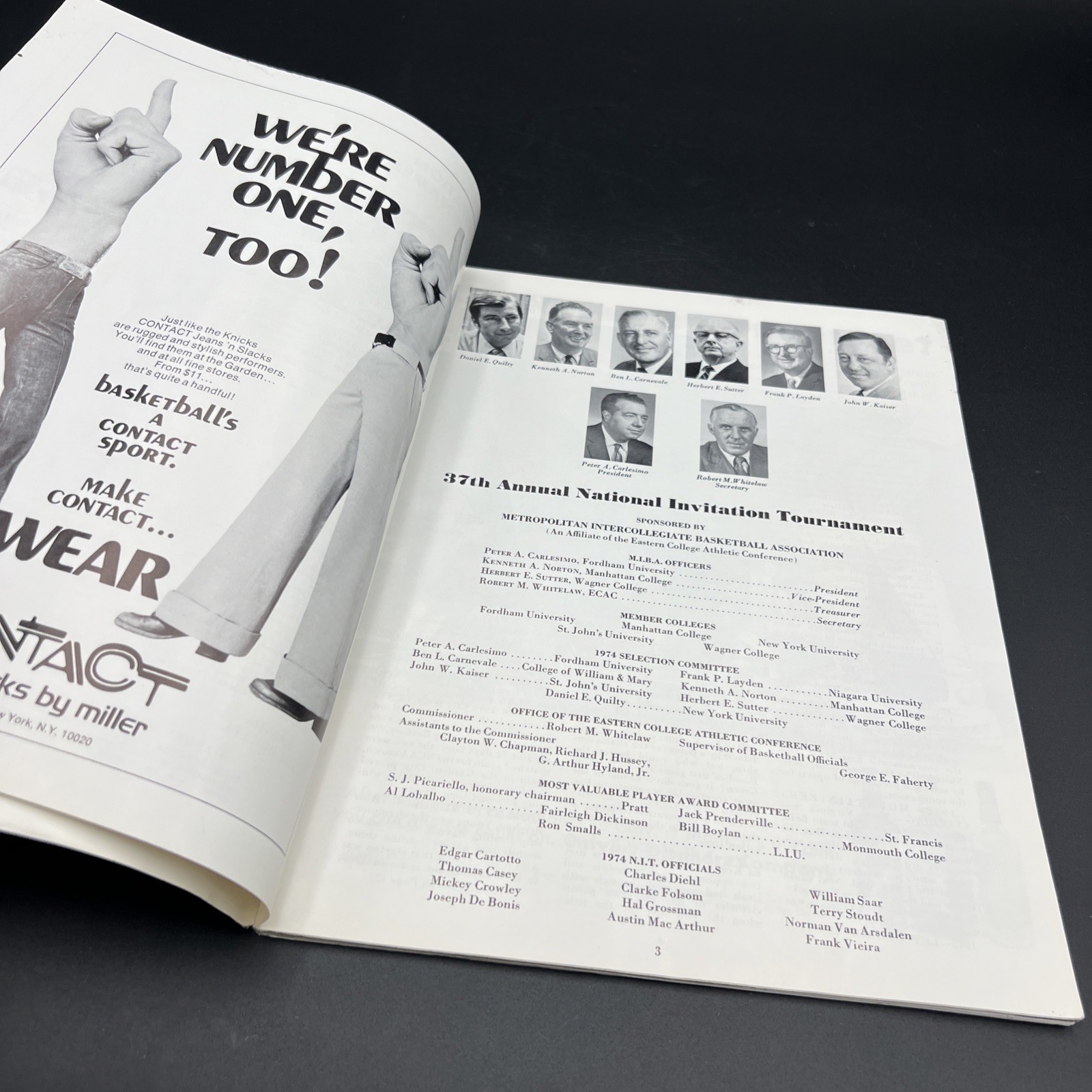 1974 NIT Tournament Program Madison Square Garden NCAA 37th Annual