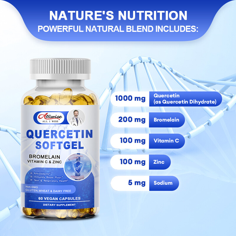 1000MG Quercetin with Bromelain & Zinc - Natural Immune Support Supplement