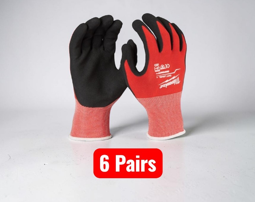 Milwaukee  Cut Level 1 Dipped Gloves Medium 6 PACK 7025067