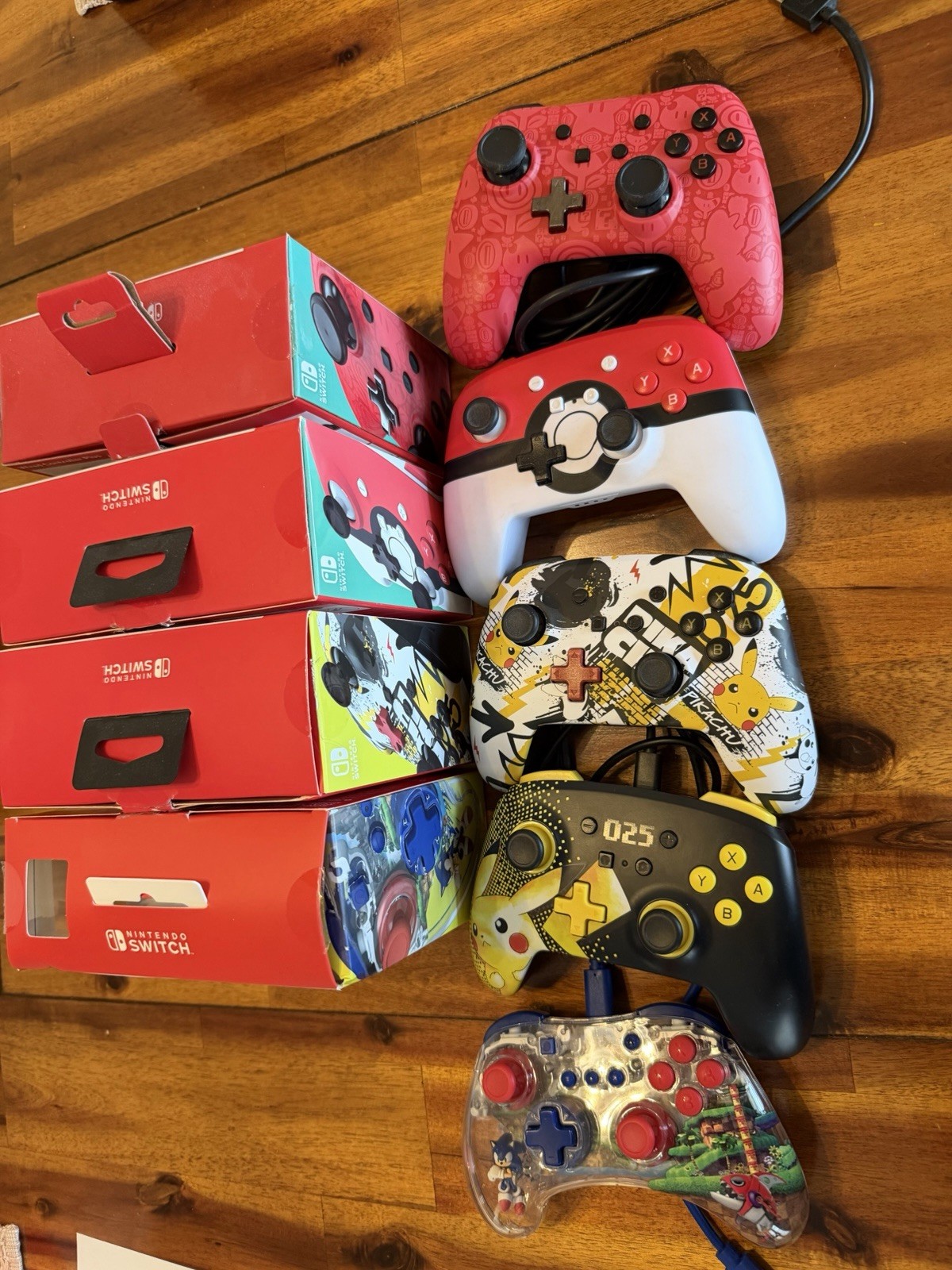 Nintendo Switch Controller Bundle Lot 3x Pokemon Pikachu, Mario & Sonic Wireless