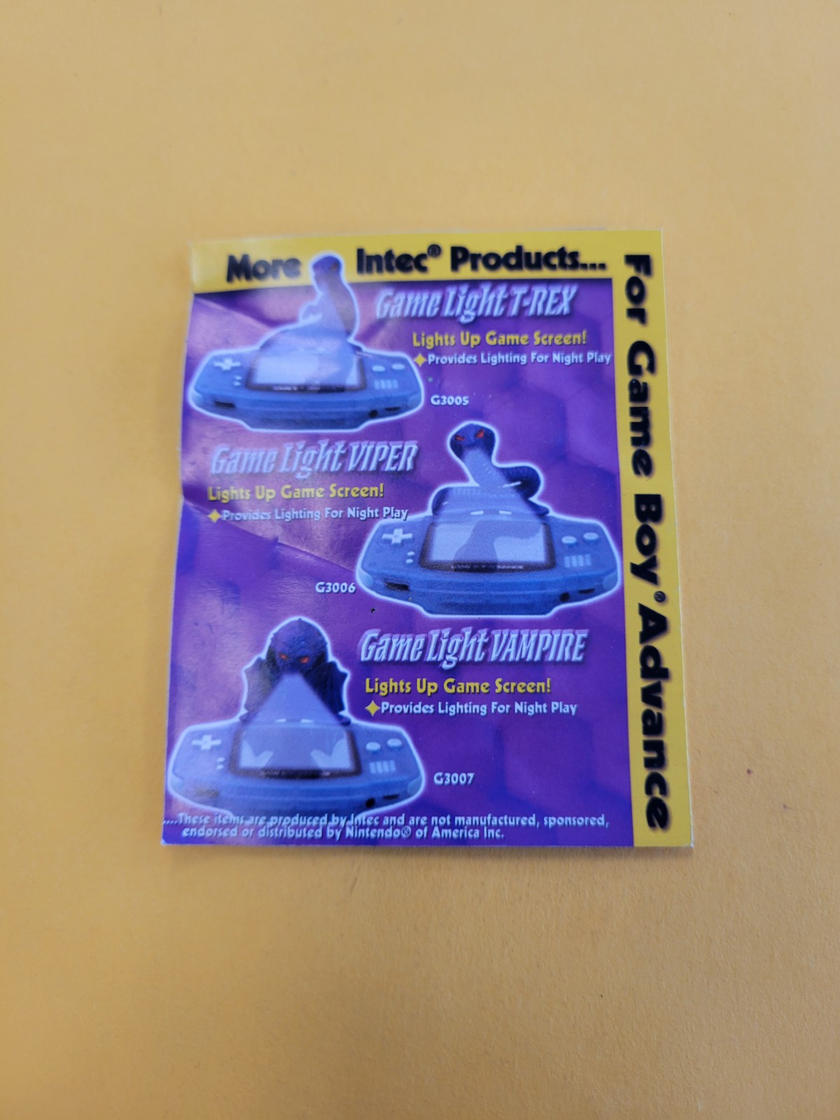Intec Gameboy Advance Accessory Fold Out Brochure