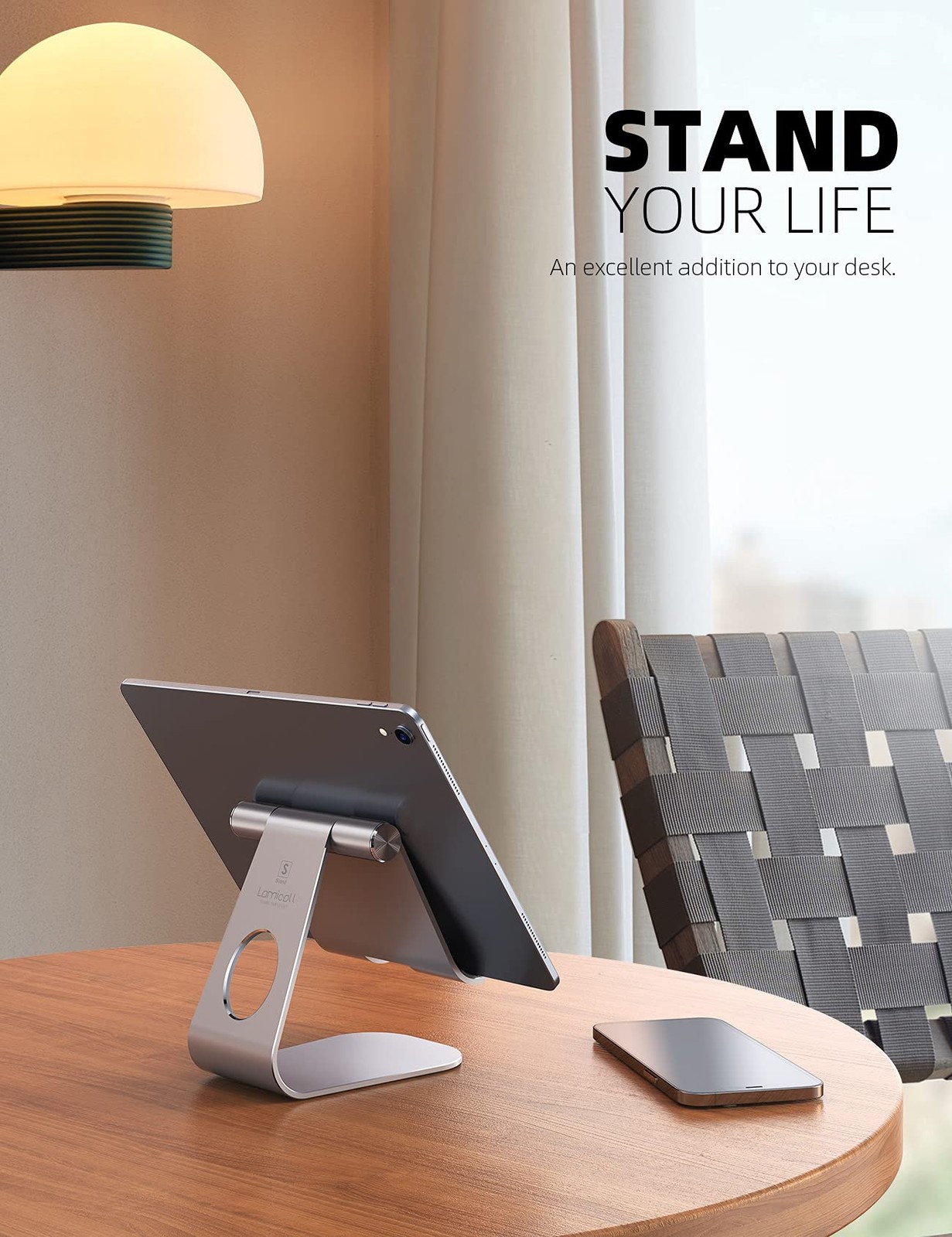 Lamicall Tablet Stand, Adjustable Tablet Holder - Desktop Stand Dock Holder for