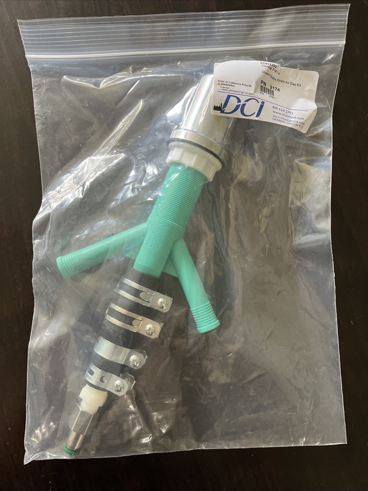 DCI 2174 Statim Scican Bottle Drain Air Gap Kit Dental
