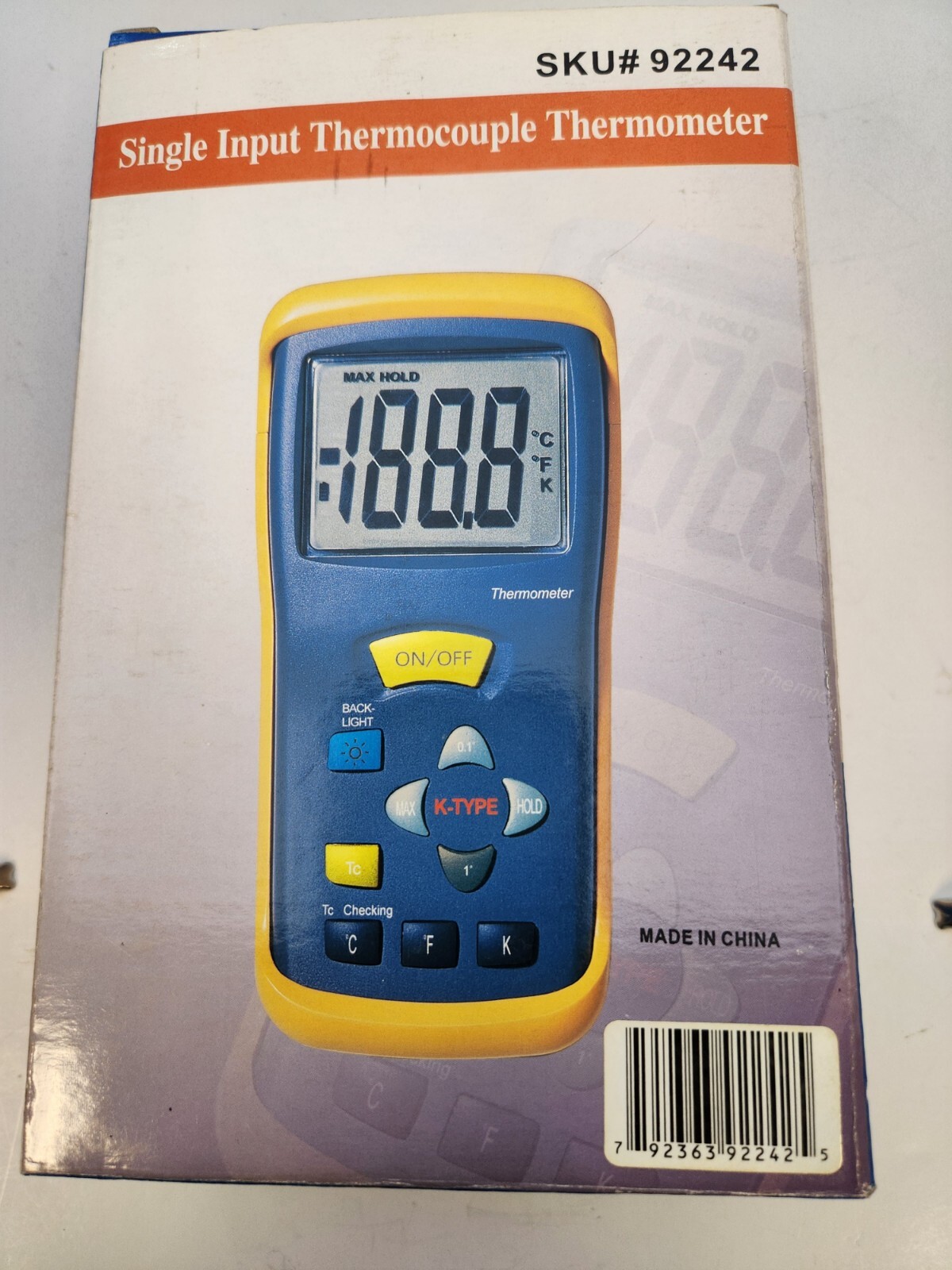CEN-TECH 92242 digital thermometer with K type probe and Case !!