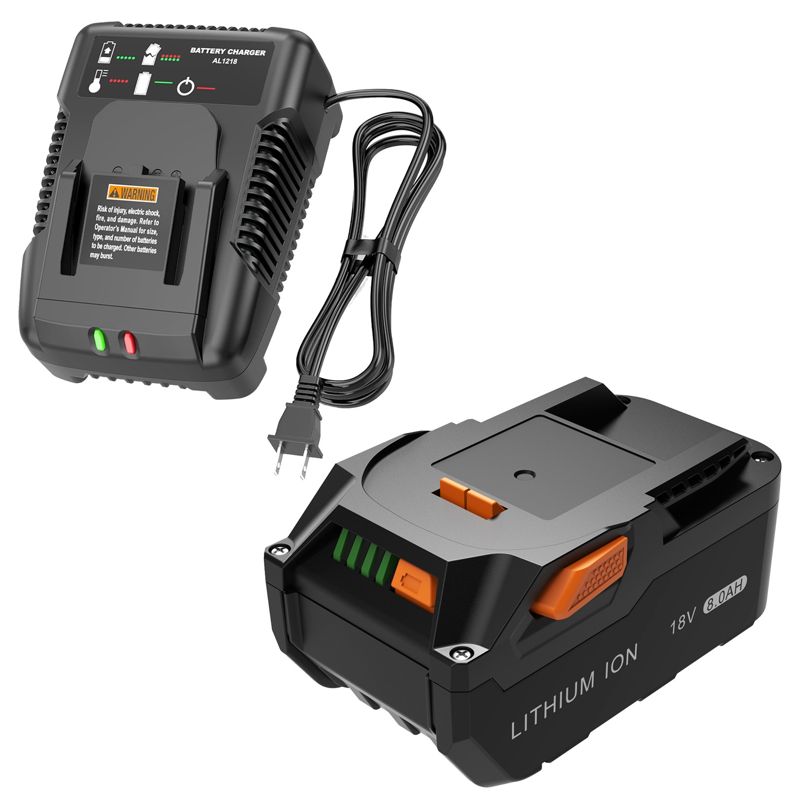 8000mAh Battery+Charger for Ridgid 18V R840087 Lithium ion Rigid 18Volt R840085