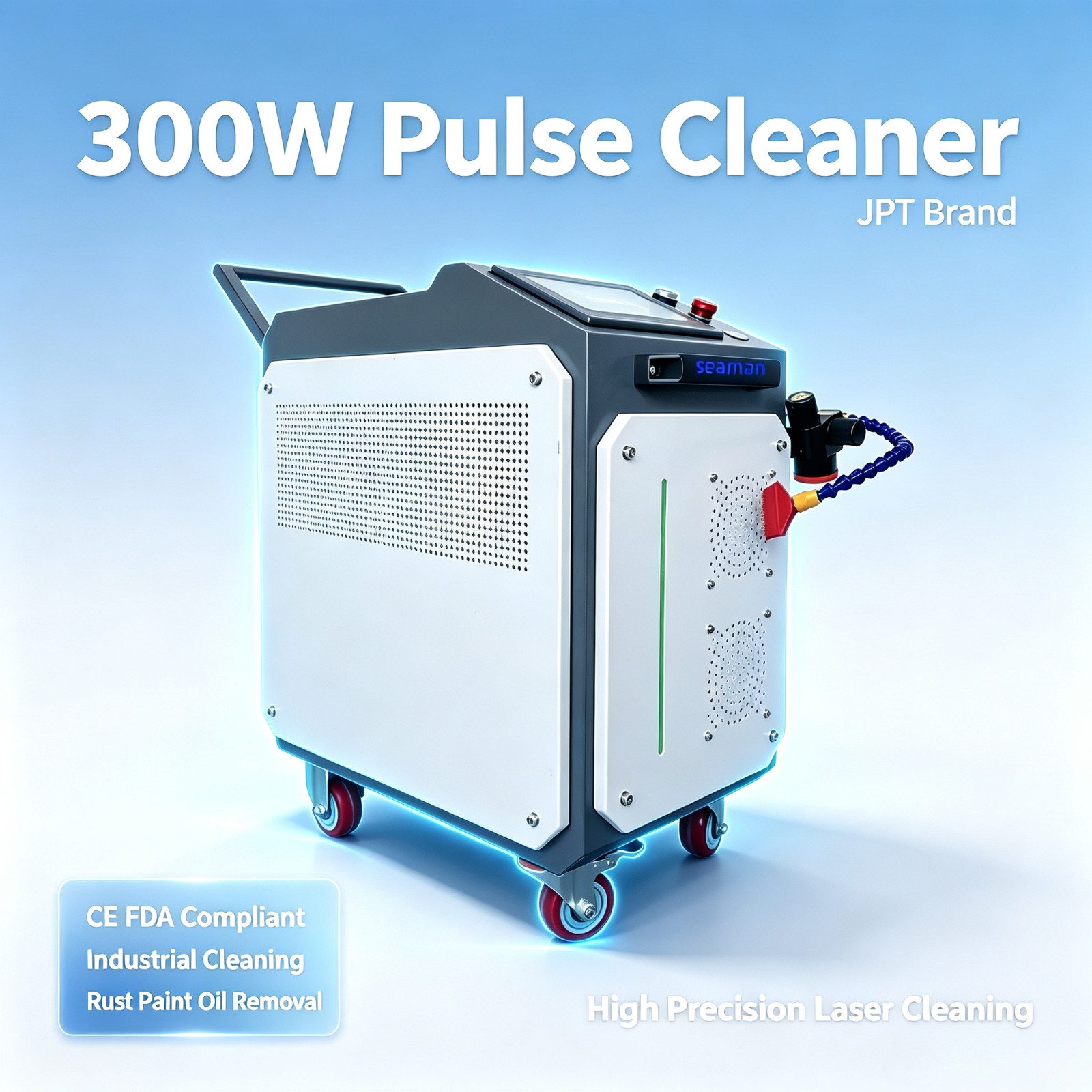 JPT 200W Portable Pulse Laser Cleaning Machine Paint Stripping Metal Surface FDA