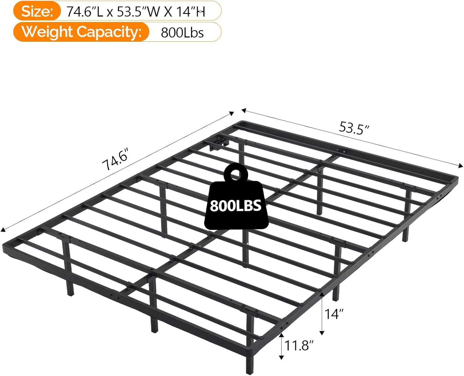 Floating Bed Frame Full Size with Smart LED Lights easy Assembly & Noise Free