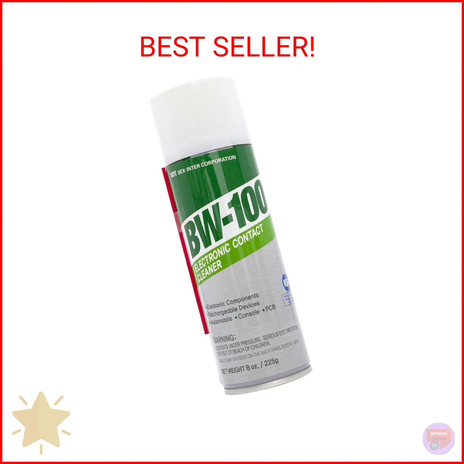 BW-100 Non-Flammable Electronic Contact Cleaner Aerosol Spray- Safely Cleans Joy