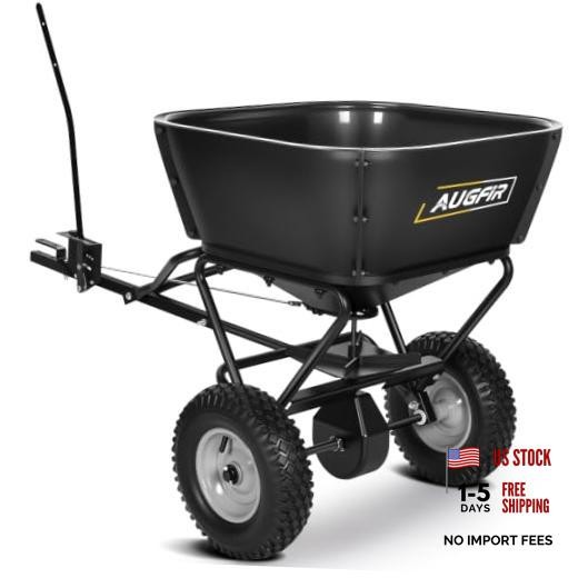 Tow Behind Broadcast Spreader, 130 LBS Capacity Lawn Fertilizer Spreader black