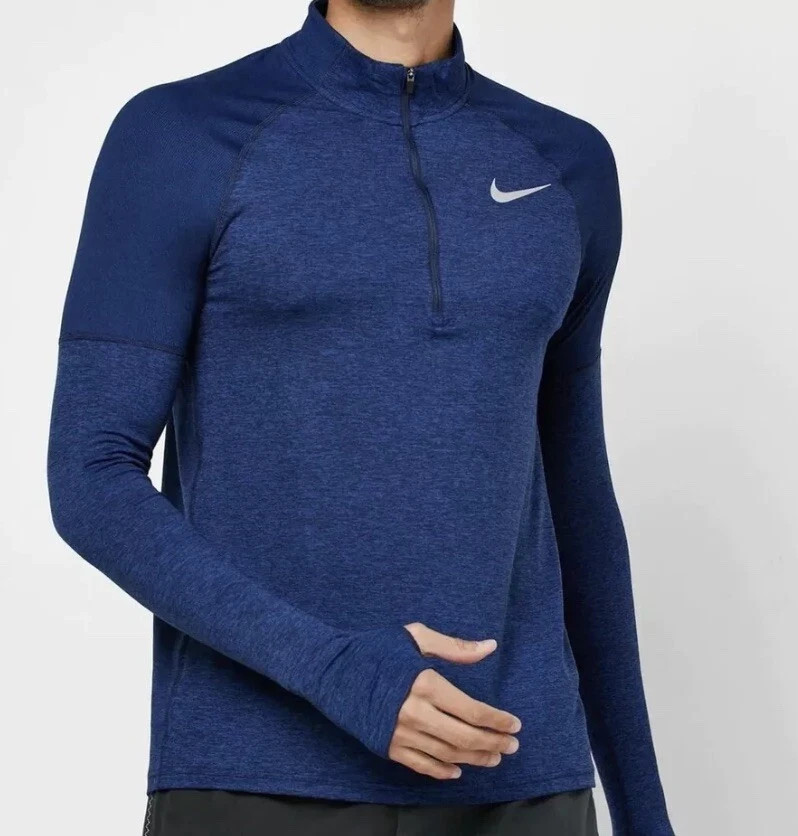 NIKE MEN ELEMNT RUNNING HALF ZIP DRI-FIT SHIRT BLUE #AH8973-NWT