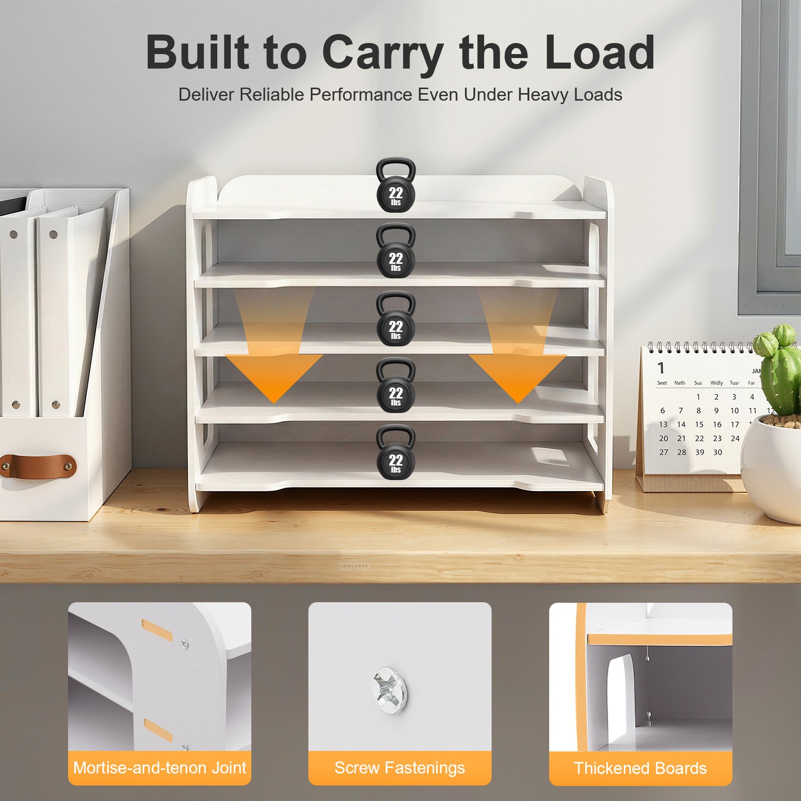 Stackable File Organizer Tray Desk Desktop Paper Document Tray Holder 5 Tiers