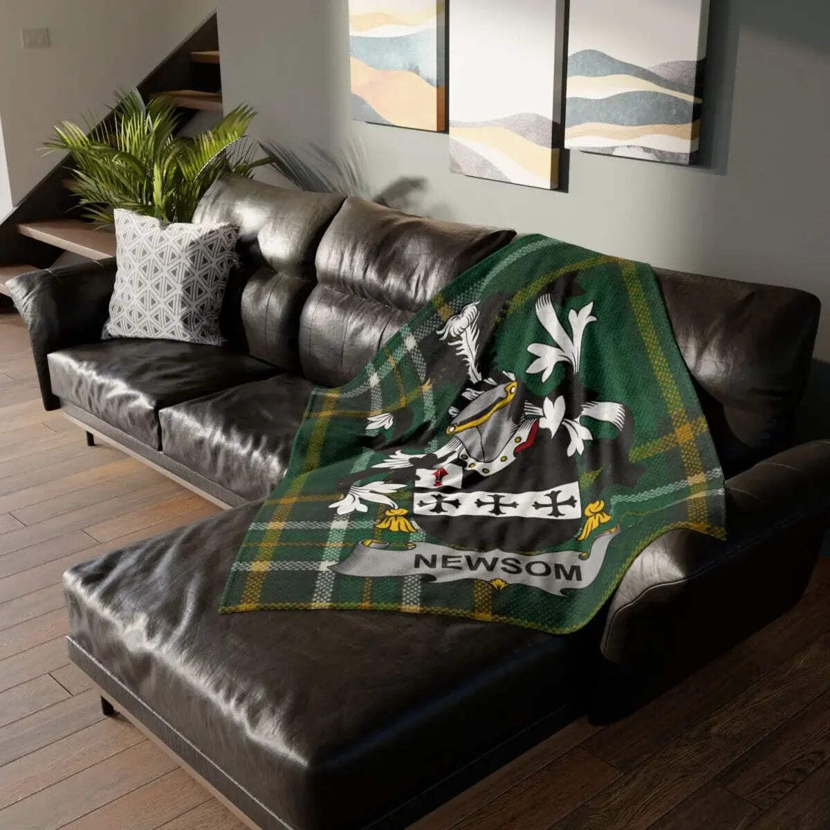 Newsom Irish Family Crest Tartan Blanket