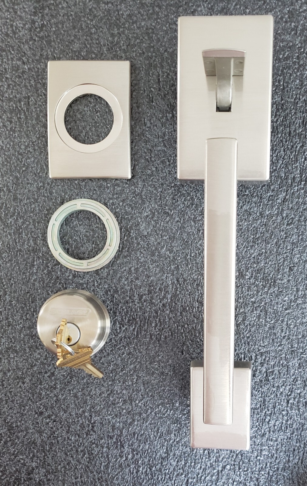 Schlage F58CEN619,Single Cylinder Exterior Entrance Handleset Satin Nickel, FAST