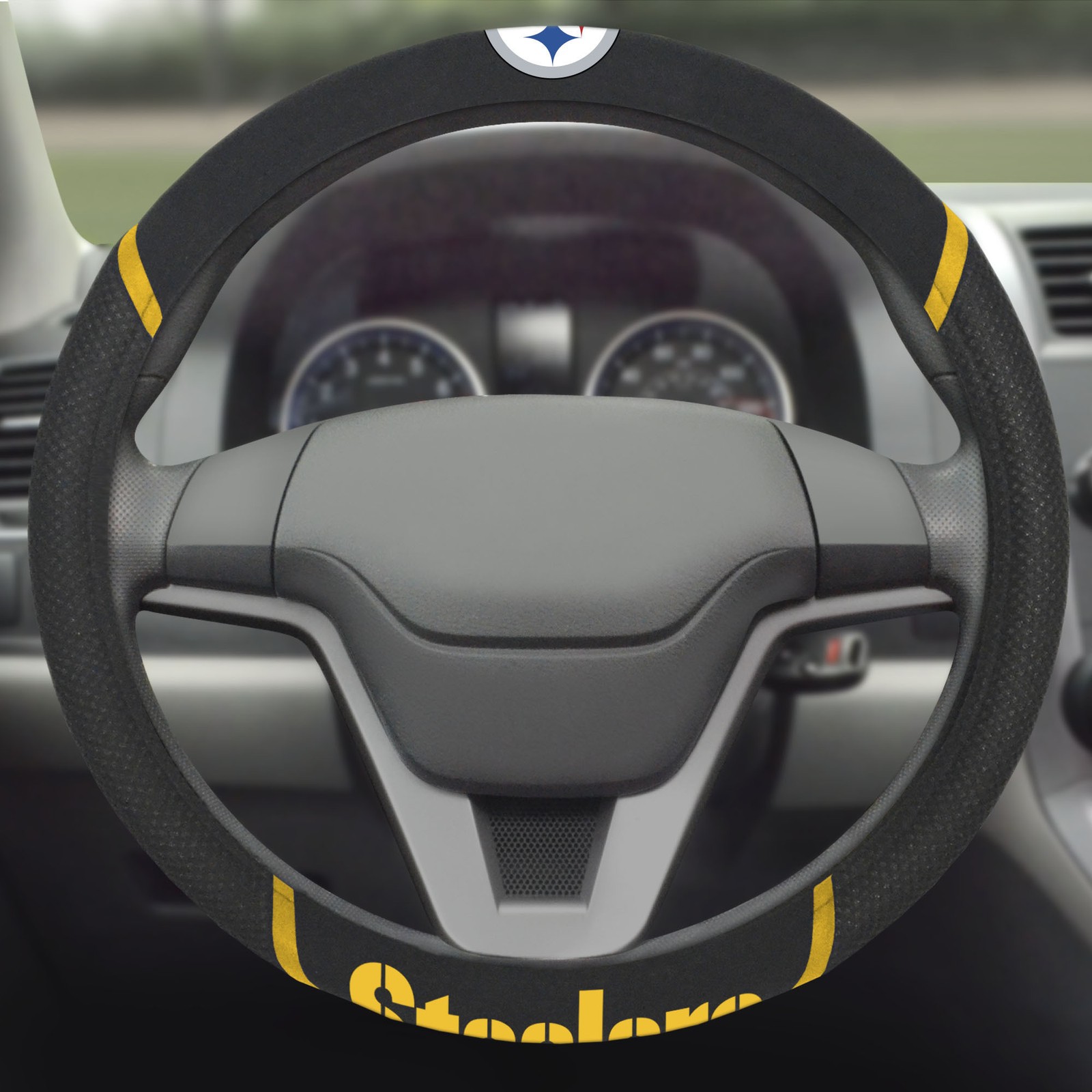 Fanmats 18564 Pittsburgh Steelers Embroidered Steering Wheel Cover