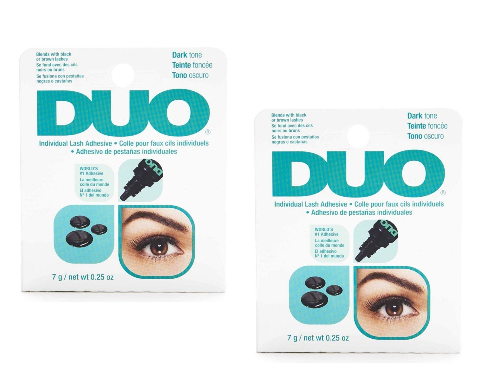 Duo Individual Lash Adhesive - Long lasting - Dark Tone 0.25 oz - 2 packs Bundle