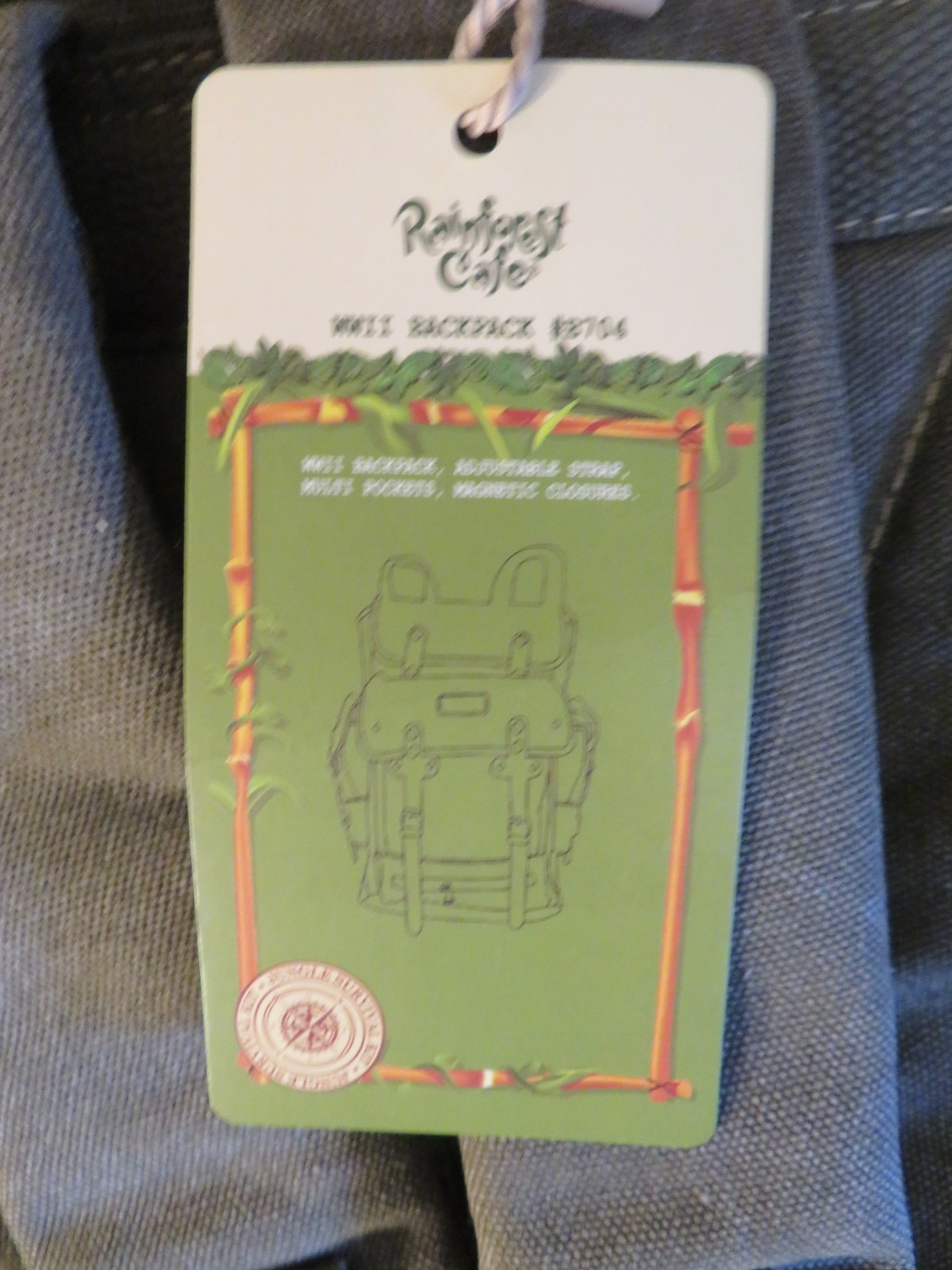 NWT Rainforest Cafe WWII Backpack #B704 Bag Olive Hiking Rucksack