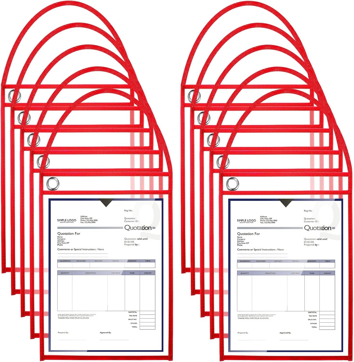 50 Pack Job Ticket Holders Work Order Pockets for 9 X 12 Inch Hanging Sleeve Pla
