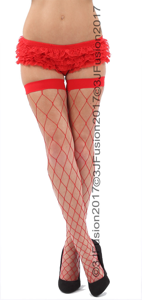 Diamond Fence Net Whale Net Stockings Bright Pink & Green Red White  (EV)