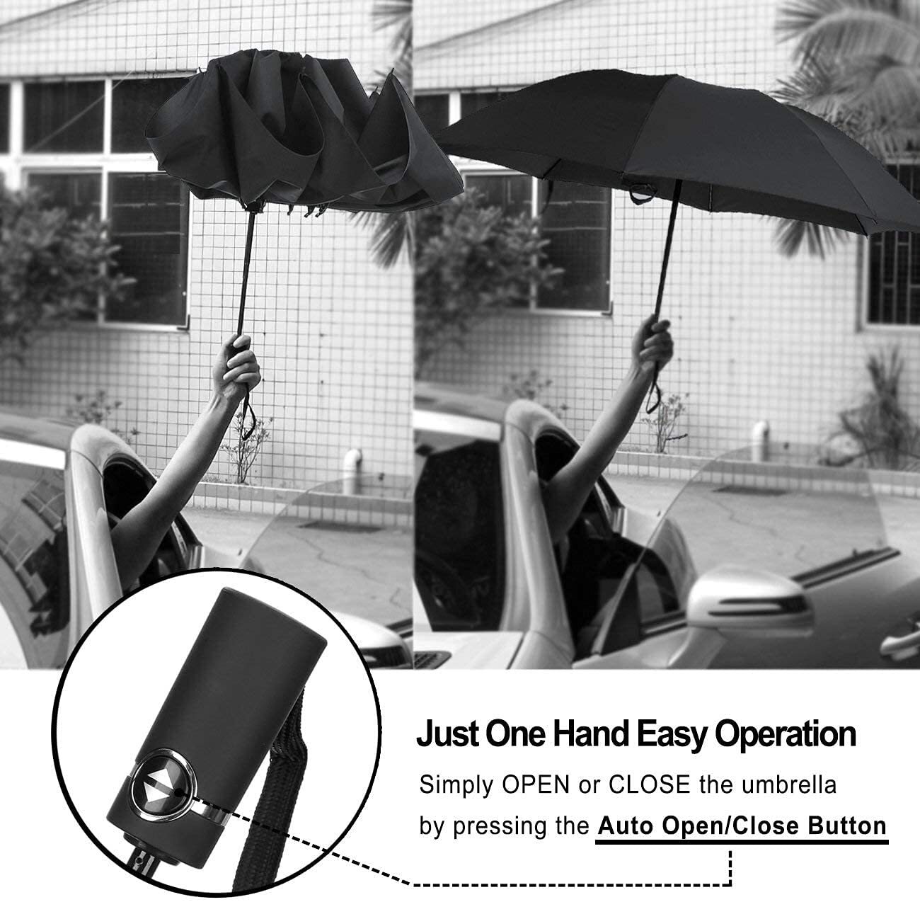 Compact Reverse Folding Umbrella Auto Windproof Travel Umbrella