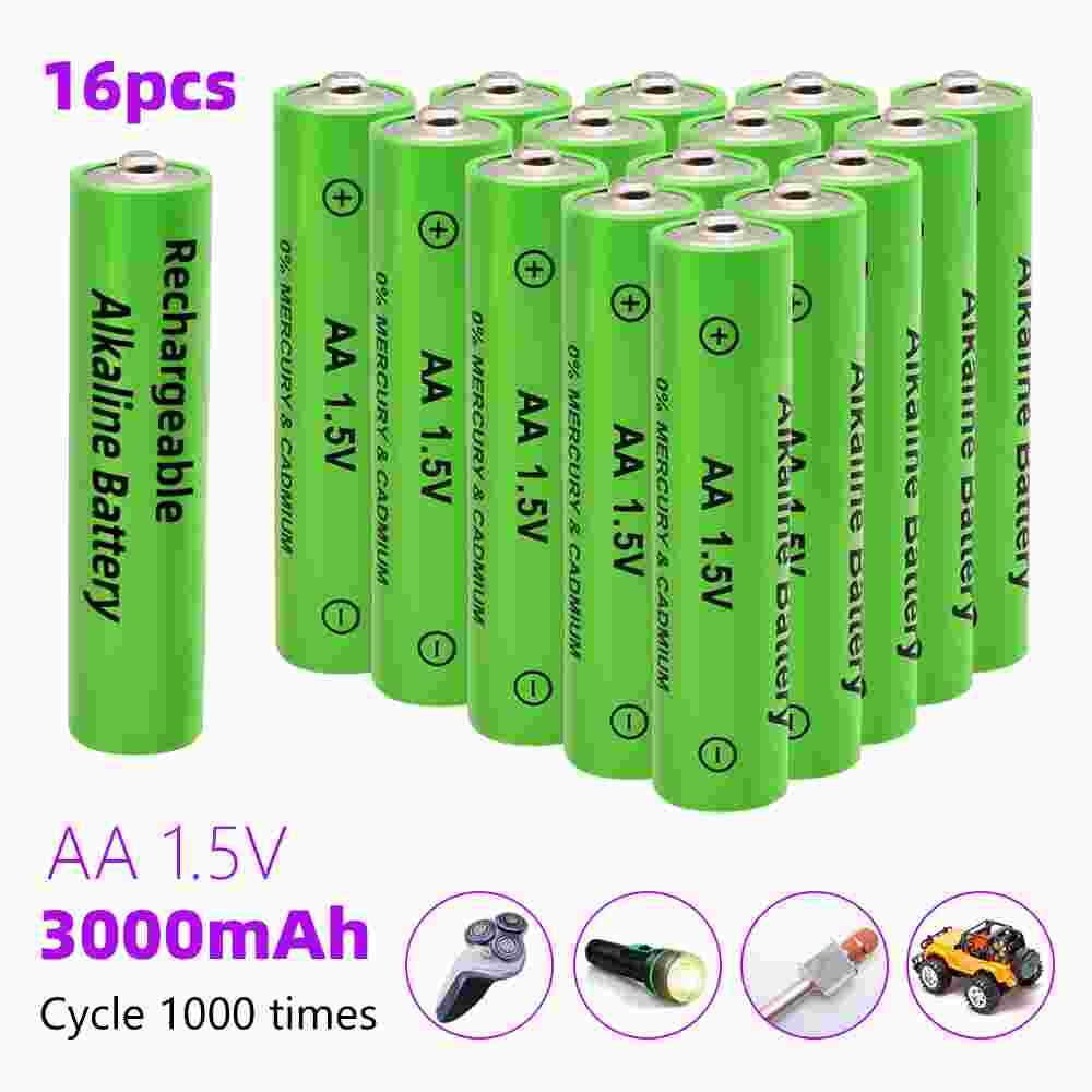 16Pcs 1.5V AA AAA Rechargeable Batteries 3000mAh Alkaline Battery w/ Charger US