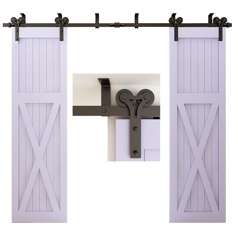 4-15FT Ceiling Mount Rail Sliding Barn Door Hardware Kit Y-Shaped Single Door