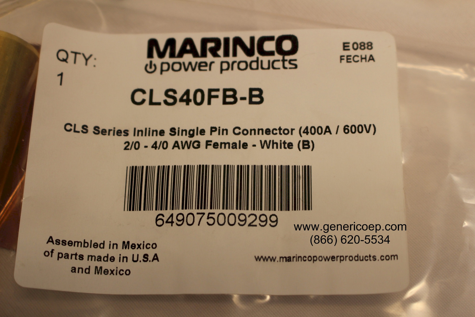 Marinco CLS40FB-B Female White Cam Lok 2/0-4/0awg 400a inline camlok