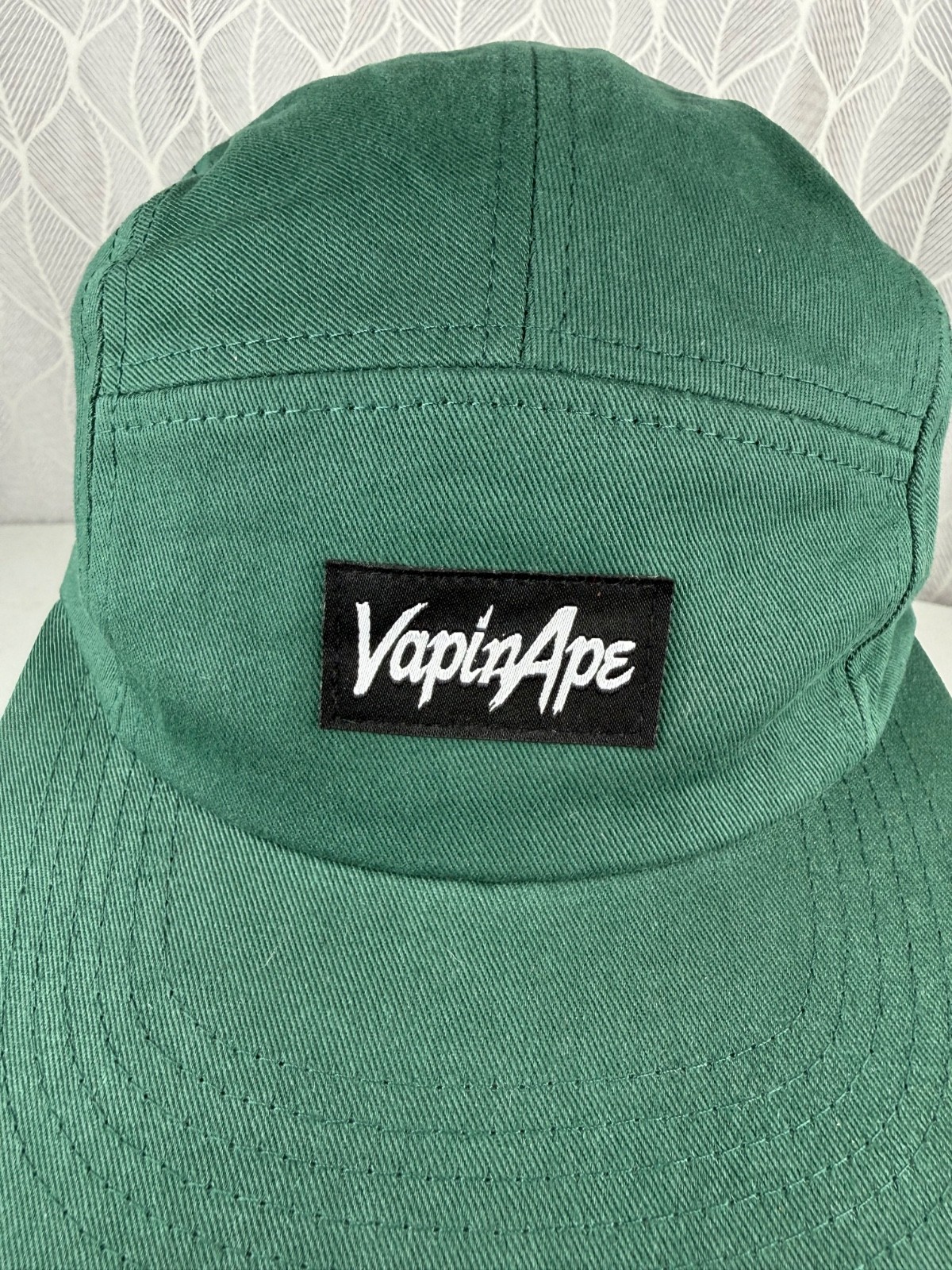 VapinApe Black White Patch on Forest Green 5 Panel Bill Hat Cap Strap Buckle