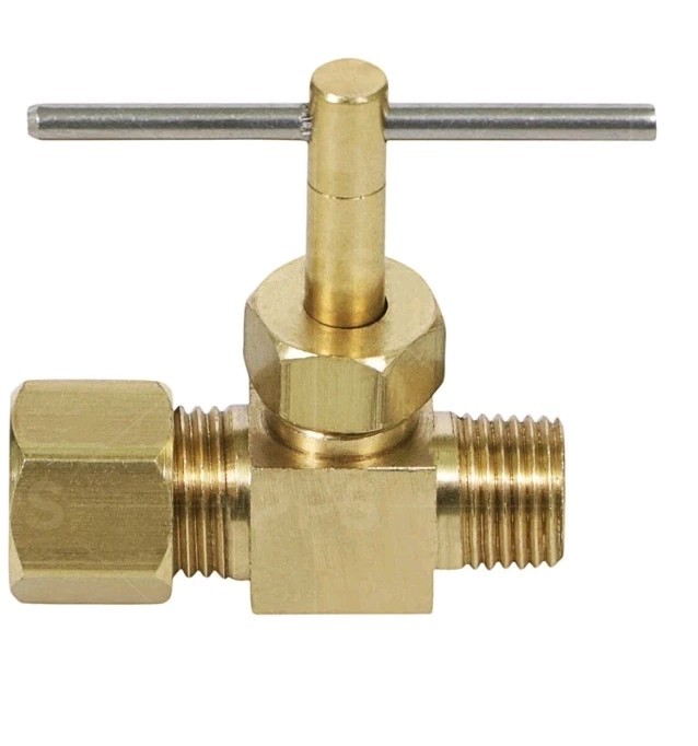 1/4-3/8 in. Brass Fitting Straight Needle Valve (Rough Brass)