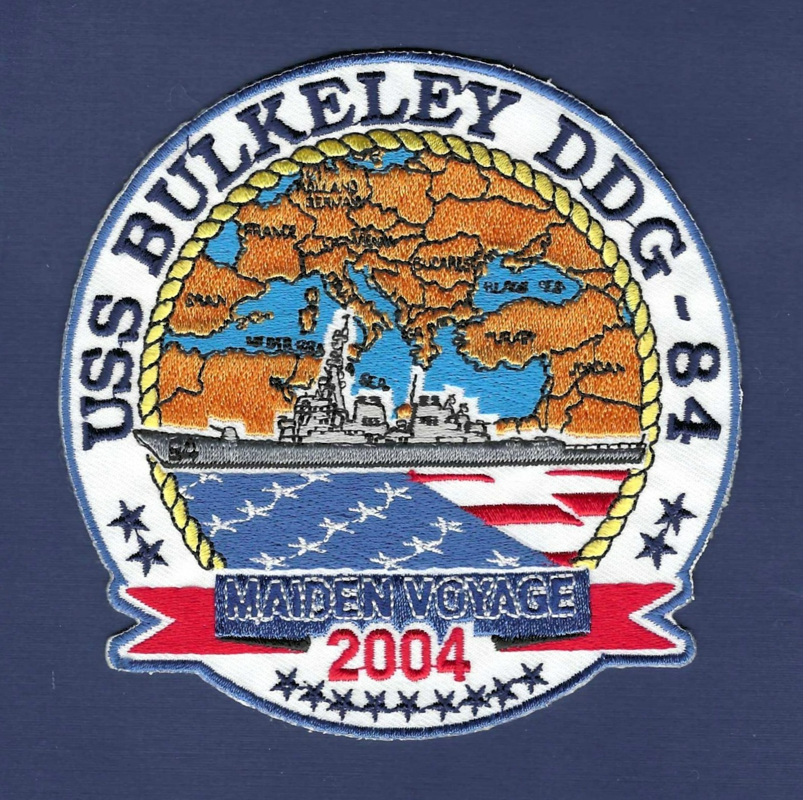 USS BULKELEY DDG-84 Guided Missile Destroyer Maiden Voyage 2004 Patch