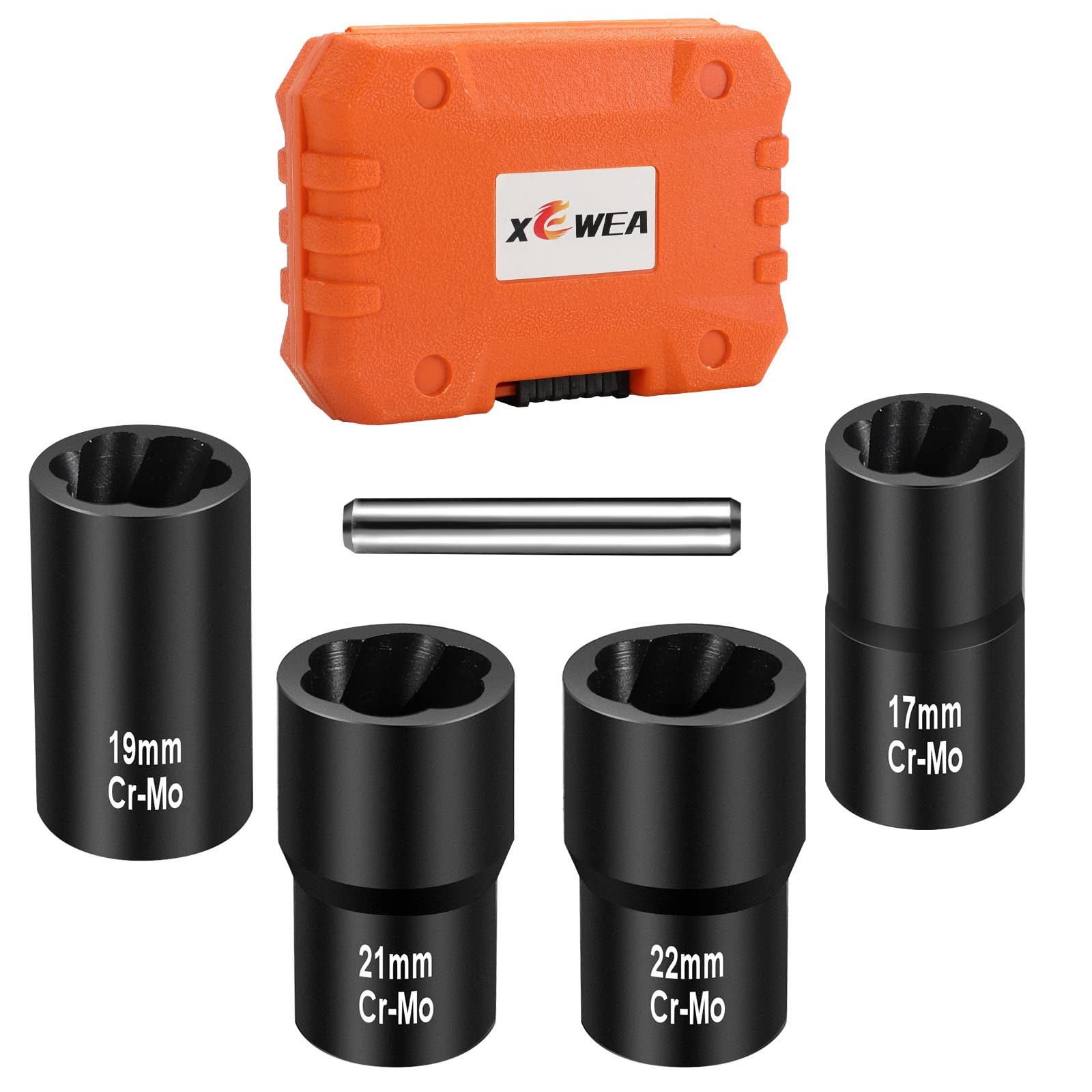 XEWEA Bolt Nut Extractor Set, 5PCS 1/2 Drive Easy One Size, 5pcs 1/2"