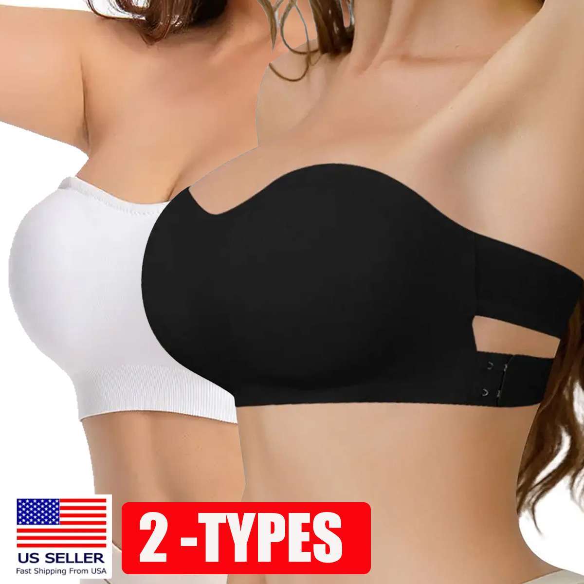 Women Strapless Padded Bra Tube Top Seamless Bandeau Bralette Stretch Underwear