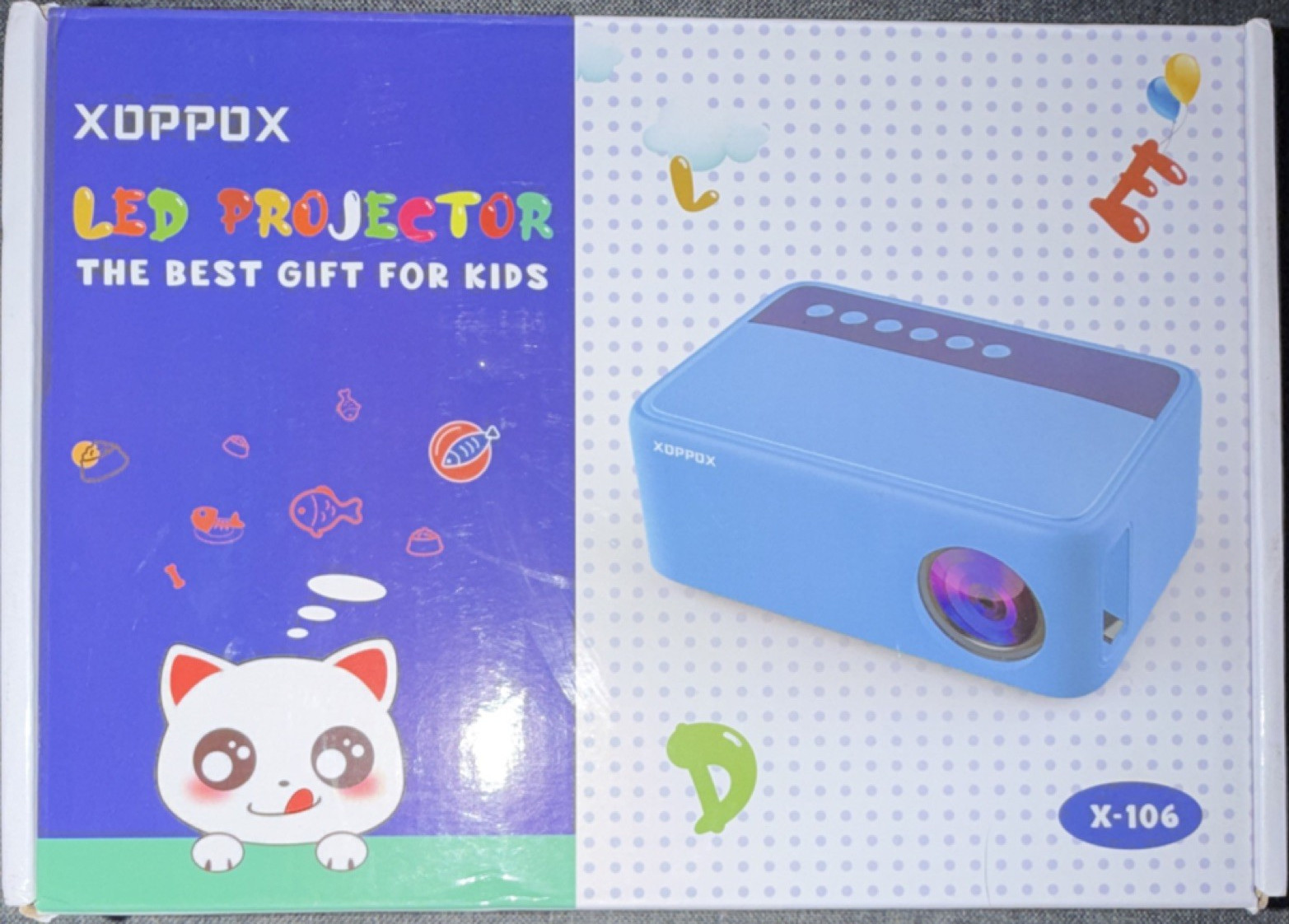 XOPPOX X-106 LED Projector 720p/1080p 16:9 Blue Portable w/ Remote